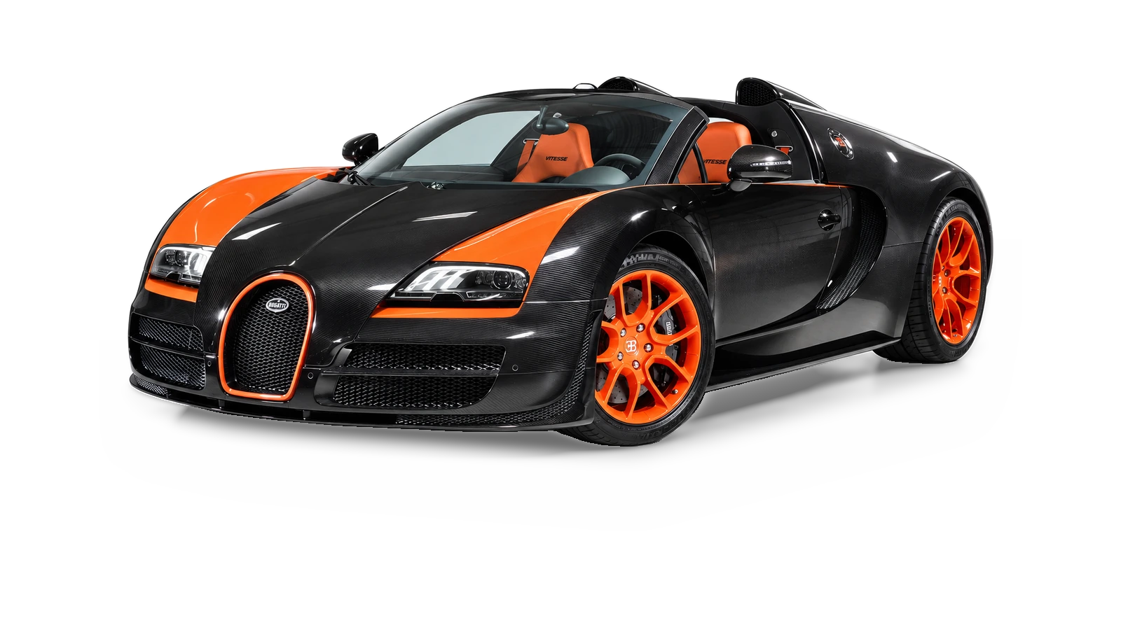 AI-generated illustrative studio view of Bugatti Veyron 16.4 Grand Sport Vitesse World Record Edition for the Atelier Grand Slam Collector Index