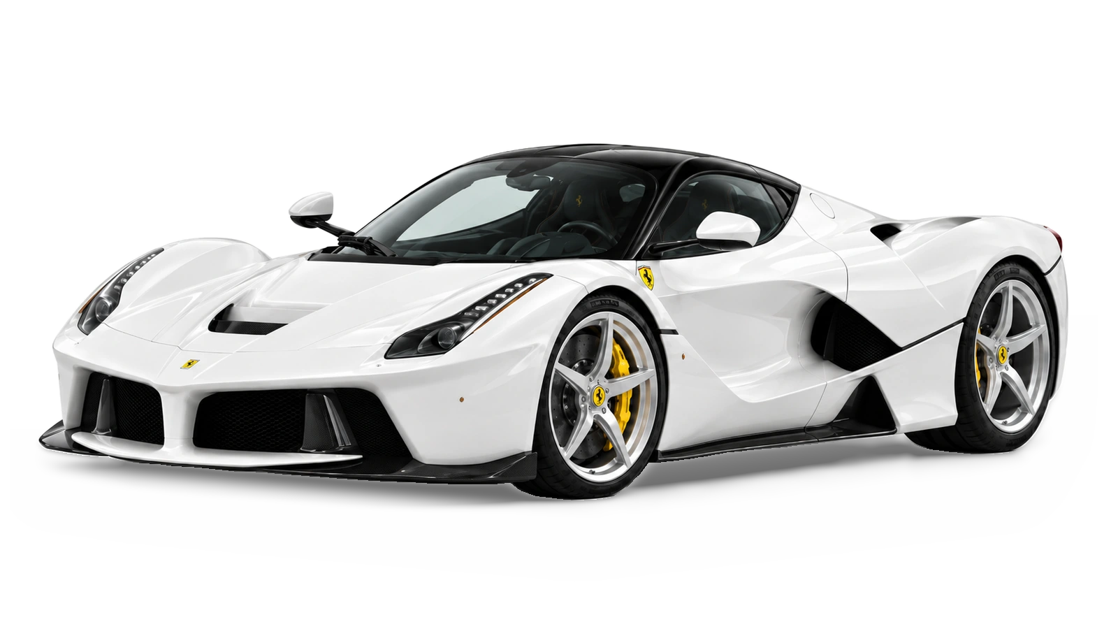 AI-generated illustrative studio view of Ferrari LaFerrari in Bianco Avus for the Atelier Grand Slam Collector Index