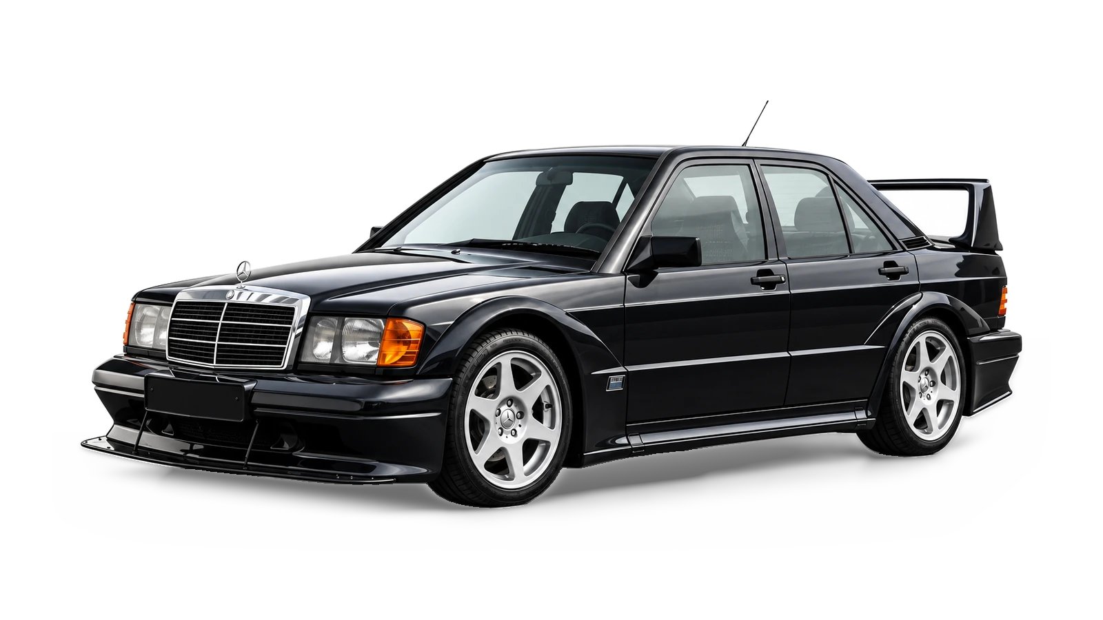 AI-generated illustrative studio view of the Mercedes-Benz 190 E 2.5-16 Evolution II for the Atelier Grand Slam Collector Index